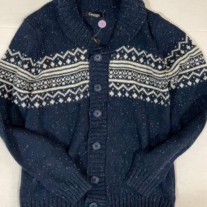 Boys blue knit button down cardigan